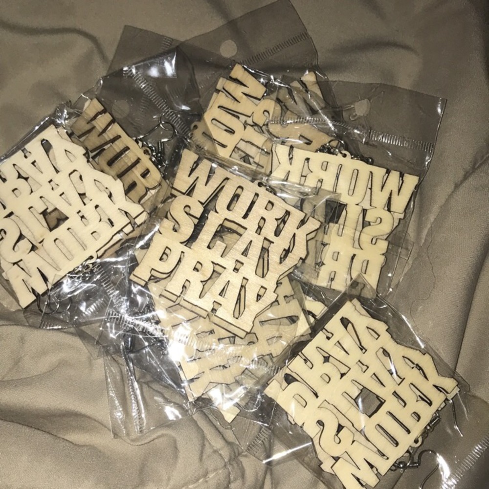 Work Slay Pray Motto Earring Set